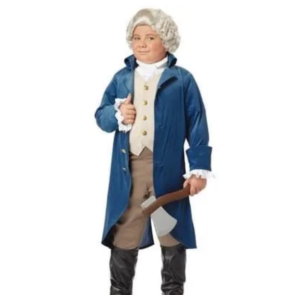 George Washington costume & wig sz XL 12-14